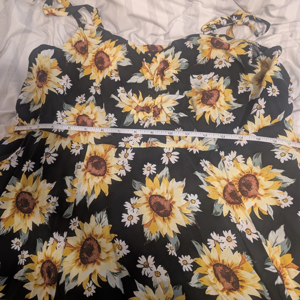 Torrid Black and Yellow Sunflower Mini Dress - Picture 2 of 3